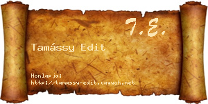 Tamássy Edit névjegykártya